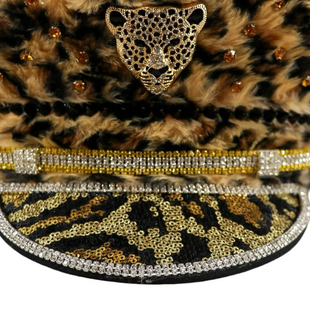 Festival Season! Nu Shuz Costumes Leopard Print Faux Fur Embellished Plush Hat